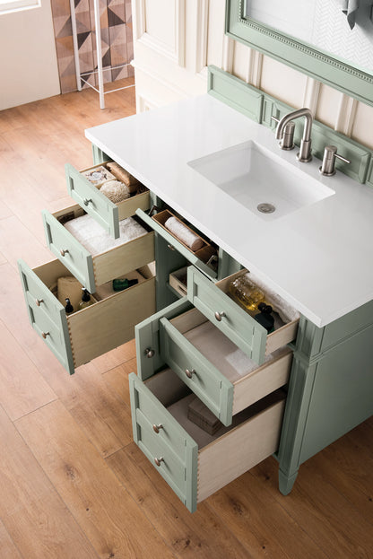 Brittany 48" Single Vanity, Sage Green w/ 3 CM White Zeus Silestone Top, view 5
