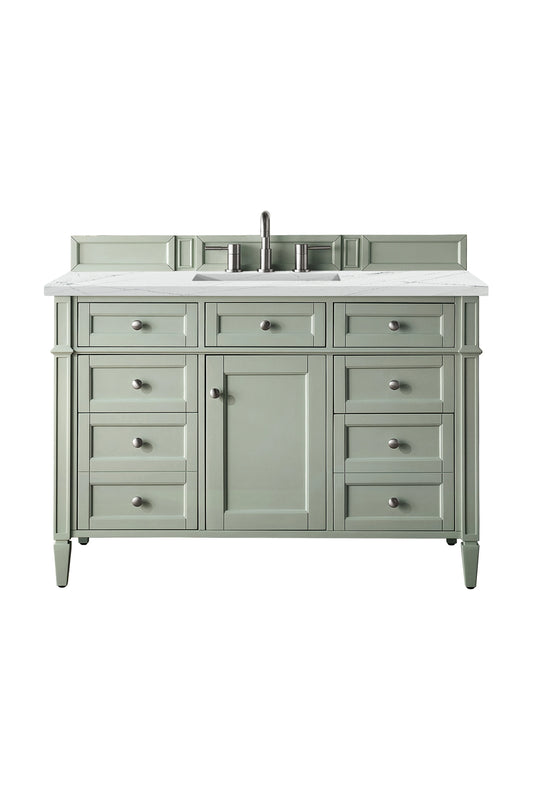 Brittany 48" Single Vanity, Sage Green w/ 3 CM Ethereal Noctis Silestone Top w/FreePower Wireless Charger