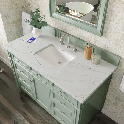 Brittany 48" Single Vanity, Sage Green w/ 3 CM Ethereal Noctis Silestone Top w/FreePower Wireless Charger, view 10