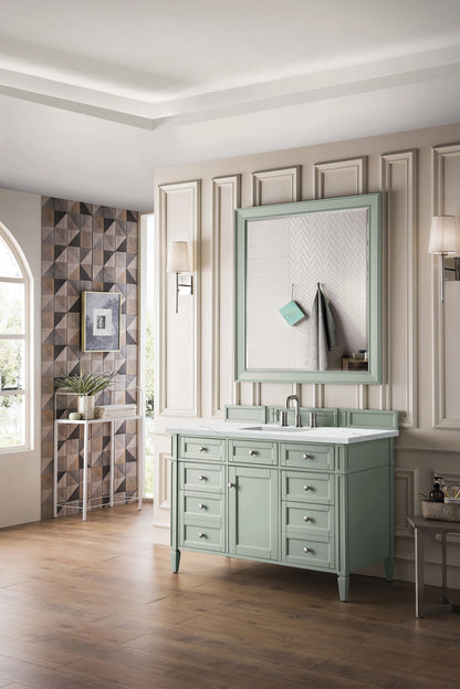 Brittany 48" Single Vanity, Sage Green w/ 3 CM Ethereal Noctis Silestone Top w/FreePower Wireless Charger, view 7