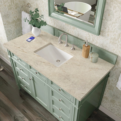 Brittany 48" Single Vanity, Sage Green, w/ 3 CM Tajnar Eclos Top w/FreePower Wireless Charger, view 8
