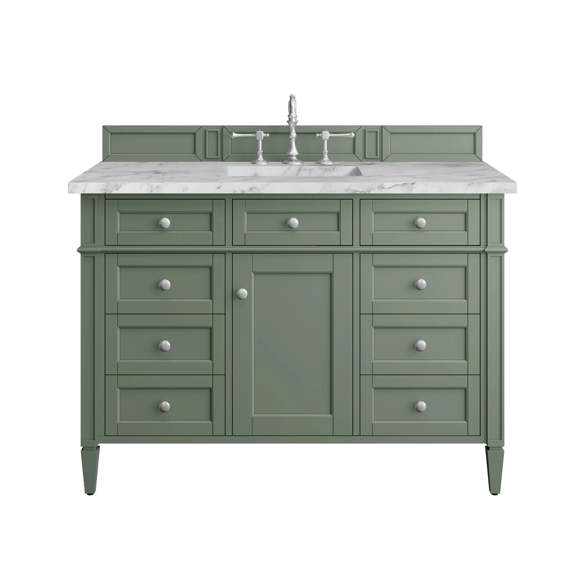 Brittany 48" Single Vanity, Smokey Celadon w/ 3 CM Carrara Marble Top