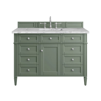 Brittany 48" Single Vanity, Smokey Celadon w/ 3 CM Carrara Marble Top