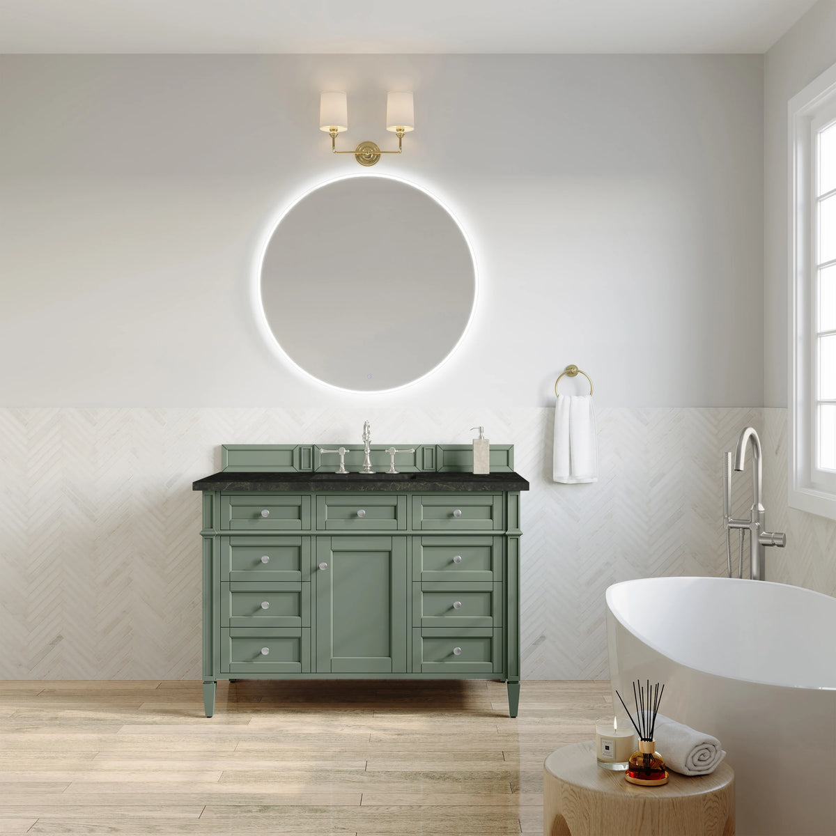 Brittany 48" Single Vanity, Smokey Celadon, w/ 3 CM Phantome Eclos Top, view 3