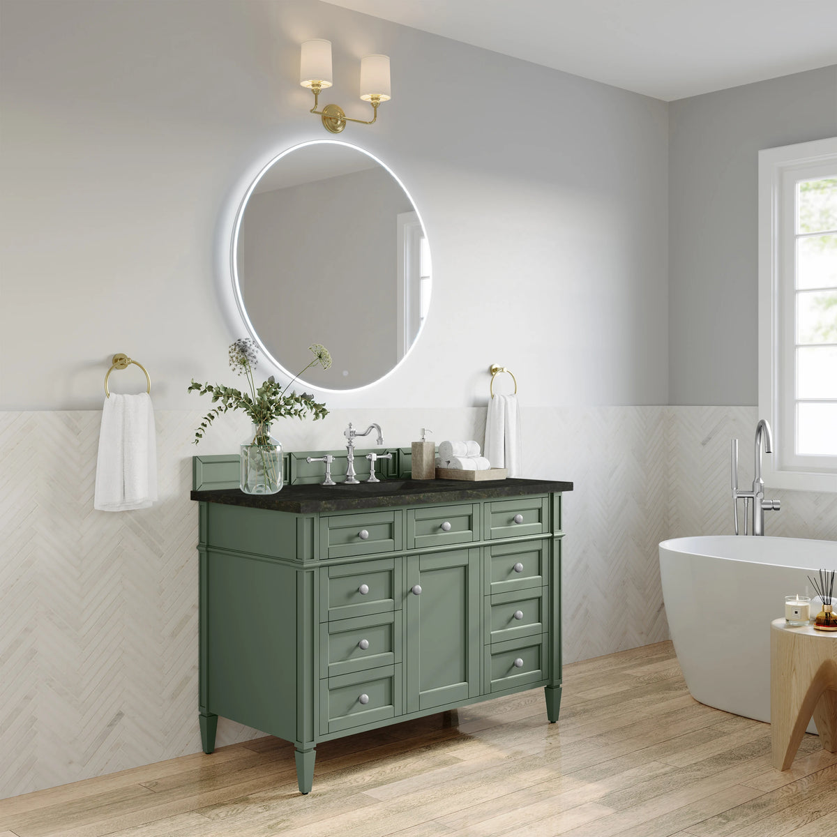 Brittany 48" Single Vanity, Smokey Celadon, w/ 3 CM Phantome Eclos Top, view 4