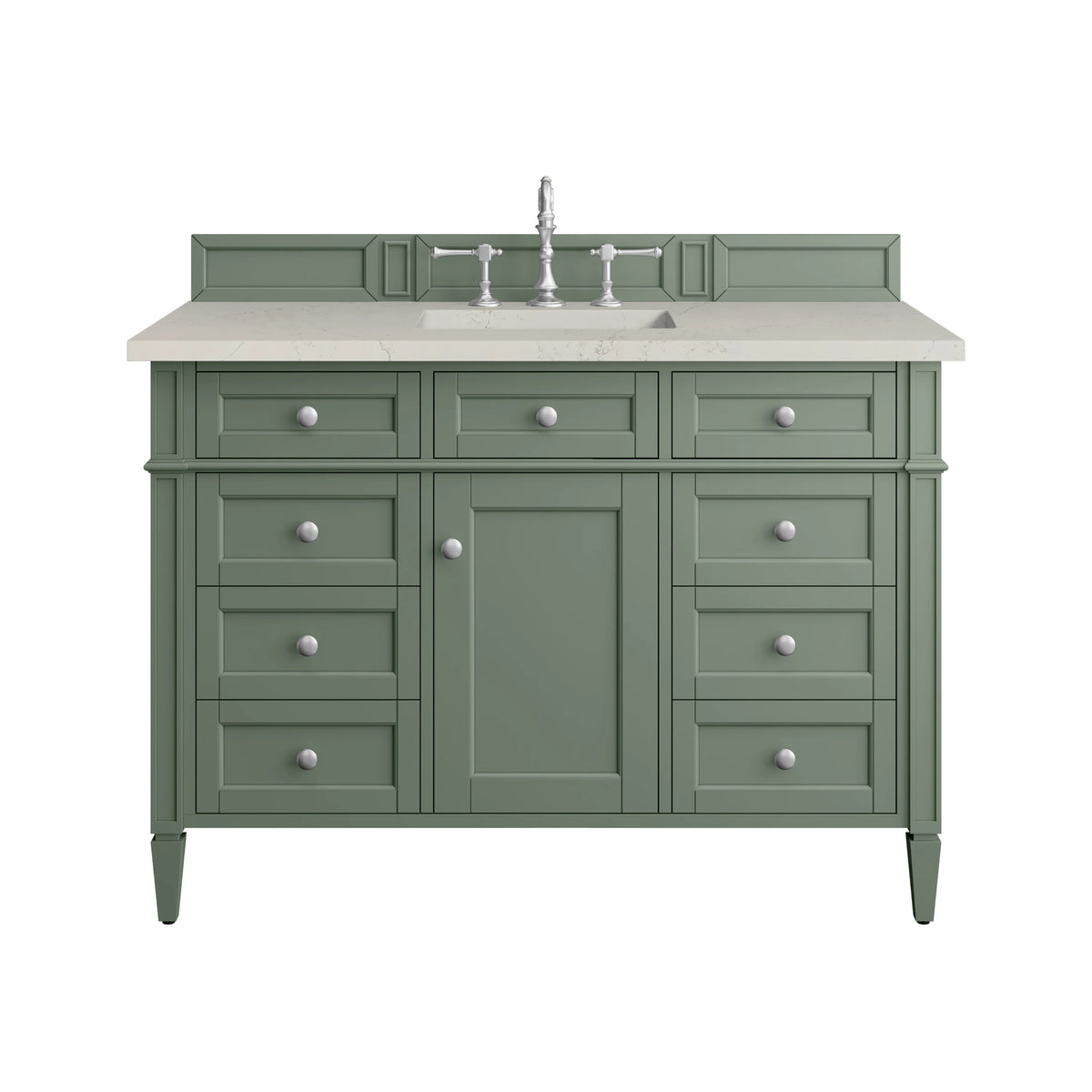 Brittany 48" Single Vanity, Smokey Celadon, w/ 3 CM Siberian Silestone Top