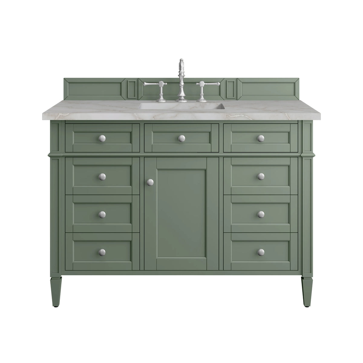 Brittany 48" Single Vanity, Smokey Celadon w/ 3 CM Victorian Silver Top