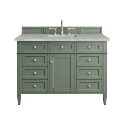 Brittany 48" Single Vanity, Smokey Celadon w/ 3 CM Victorian Silver Top