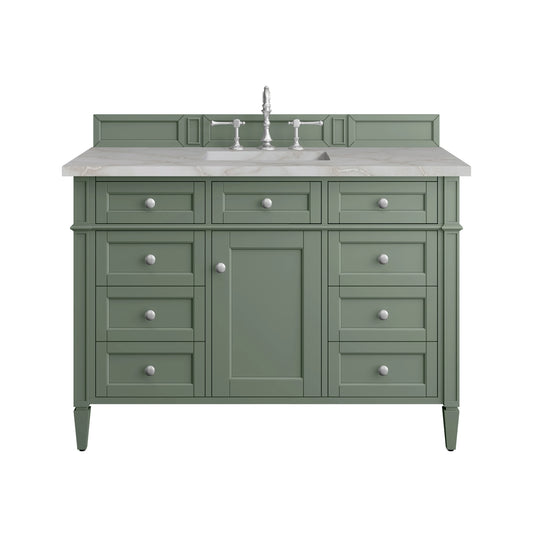 Brittany 48" Single Vanity, Smokey Celadon w/ 3 CM Victorian Silver Top