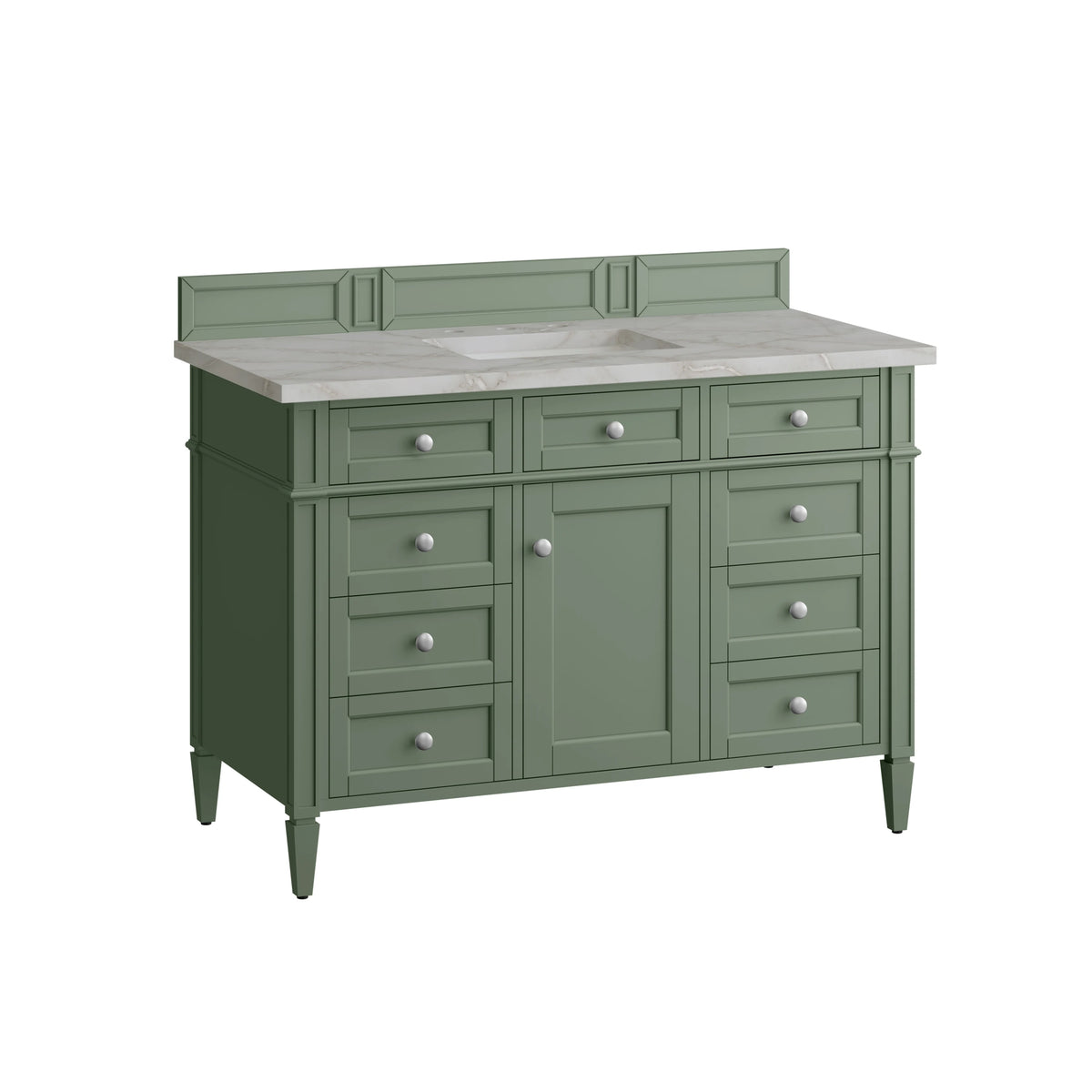 Brittany 48" Single Vanity, Smokey Celadon w/ 3 CM Victorian Silver Top, view 7