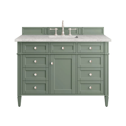 Brittany 48" Single Vanity, Smokey Celadon w/ 3 CM Eternal Jasmine Pearl Top w/FreePower Wireless Charger