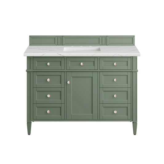 Brittany 48" Single Vanity, Smokey Celadon w/ 3 CM Ethereal Noctis Top w/FreePower Wireless Charger, view 2