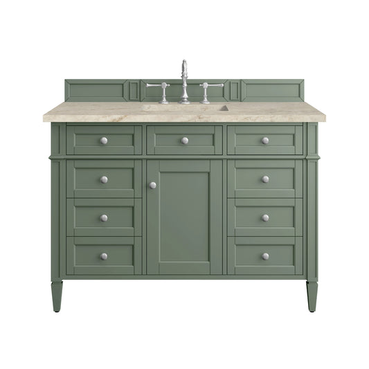 Brittany 48" Single Vanity, Smokey Celadon, w/ 3 CM Tajnar Eclos Top w/FreePower Wireless Charger