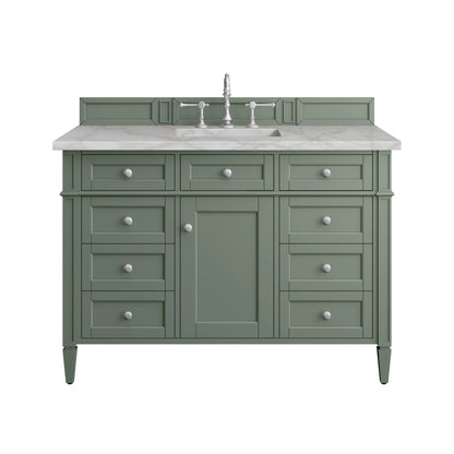 Brittany 48" Single Vanity, Smokey Celadon w/ 3 CM Victorian Silver Top w/FreePower Wireless Charger