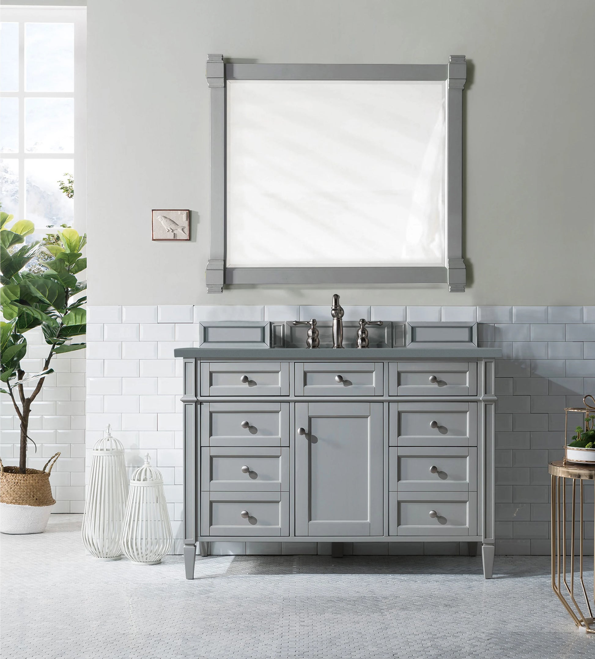 Renovate for Less Atlanta Brittany 48" Single Vanity, Urban Gray w/ 3 CM Cala Blue Silestone Top, view 3