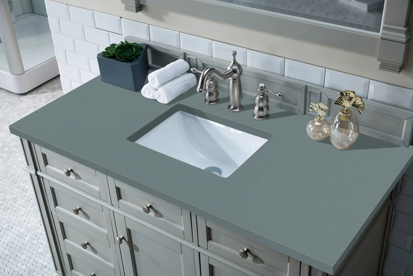 Renovate for Less Atlanta Brittany 48" Single Vanity, Urban Gray w/ 3 CM Cala Blue Silestone Top, view 5