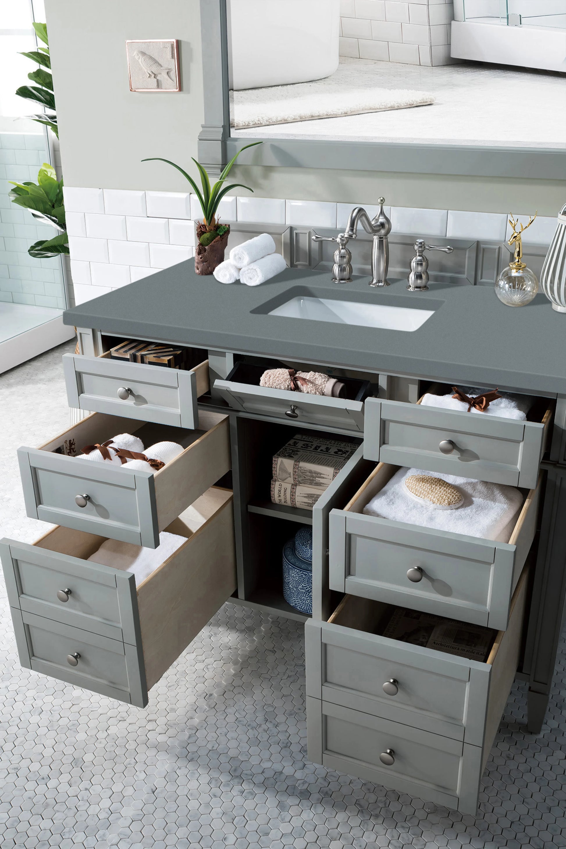 Renovate for Less Atlanta Brittany 48" Single Vanity, Urban Gray w/ 3 CM Cala Blue Silestone Top, view 6