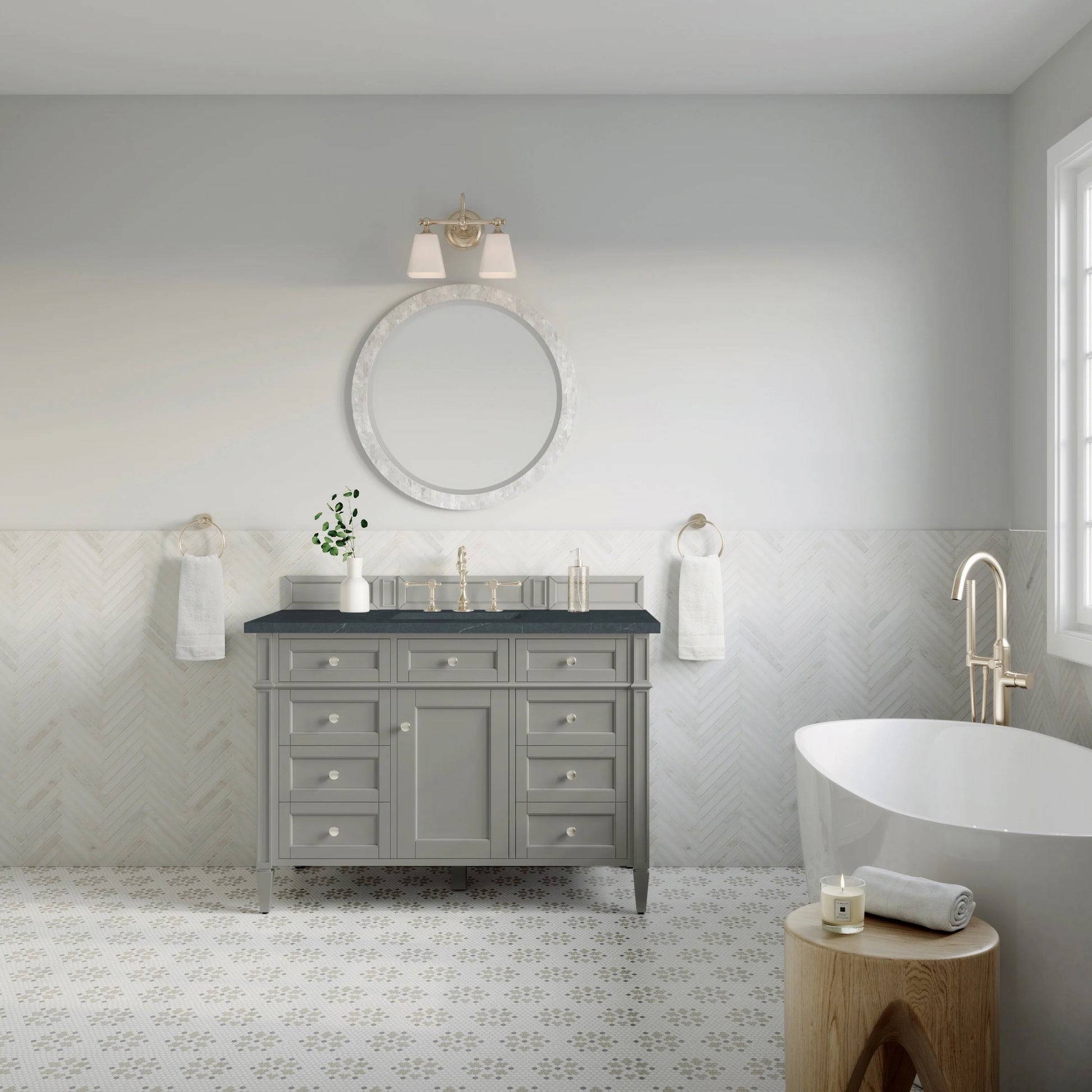 Brittany 48" Single Vanity, Urban Gray w/ 3 CM Charcoal Soapstone Silestone Top, view 3