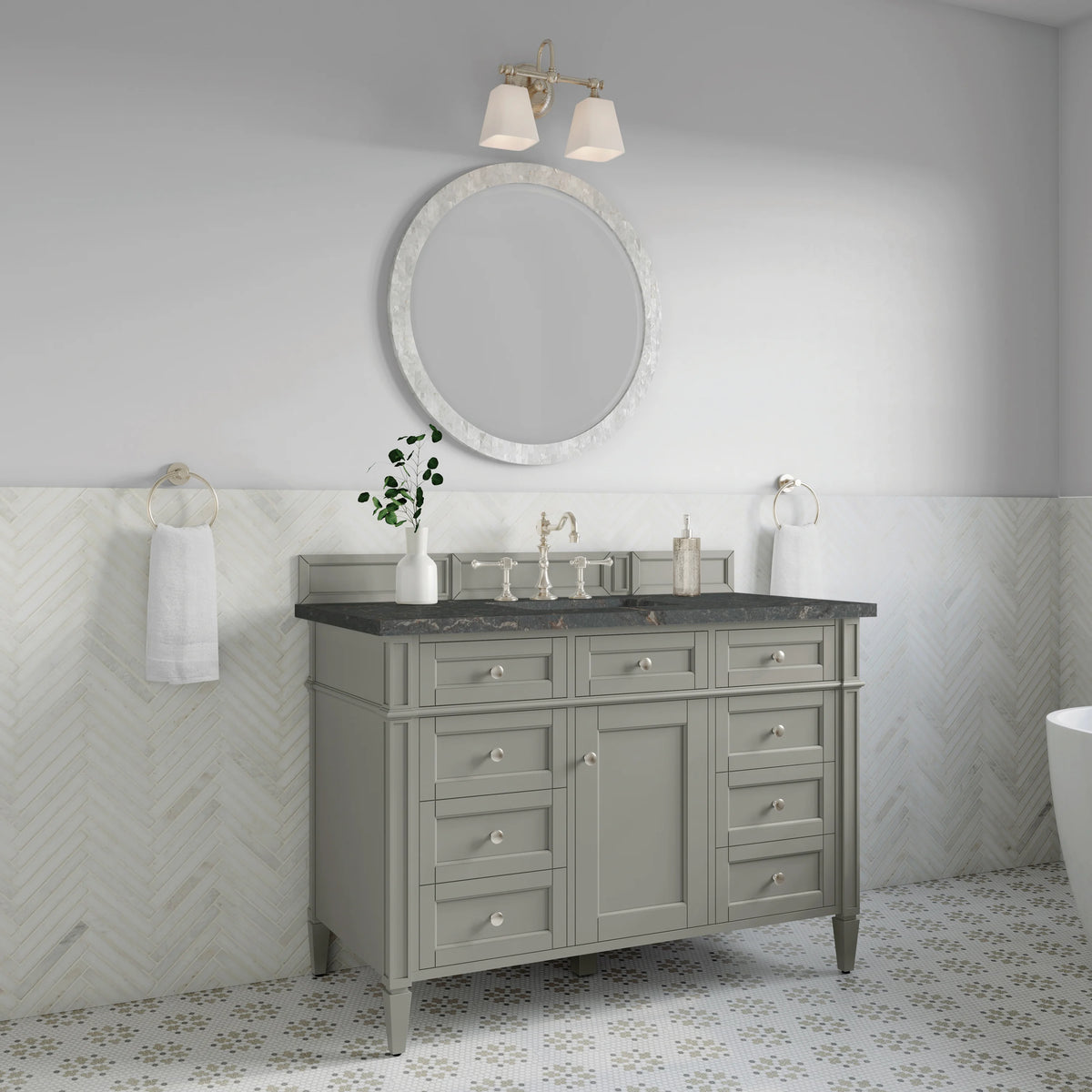 Brittany 48" Single Vanity, Urban Gray w/ 3 CM Parisien Bleu Silestone Top, view 4