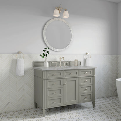 Brittany 48" Single Vanity, Urban Gray w/ 3 CM Victorian Silver Silestone Top, view 4