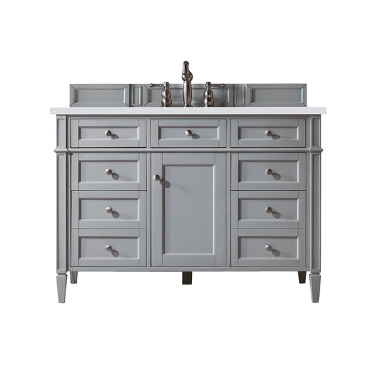Brittany 48" Single Vanity, Urban Gray w/ 3 CM White Zeus Silestone Top