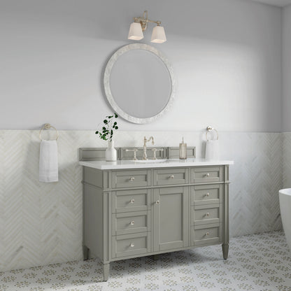 Brittany 48" Single Vanity, Urban Gray w/ 3 CM White Zeus Silestone Top, view 4