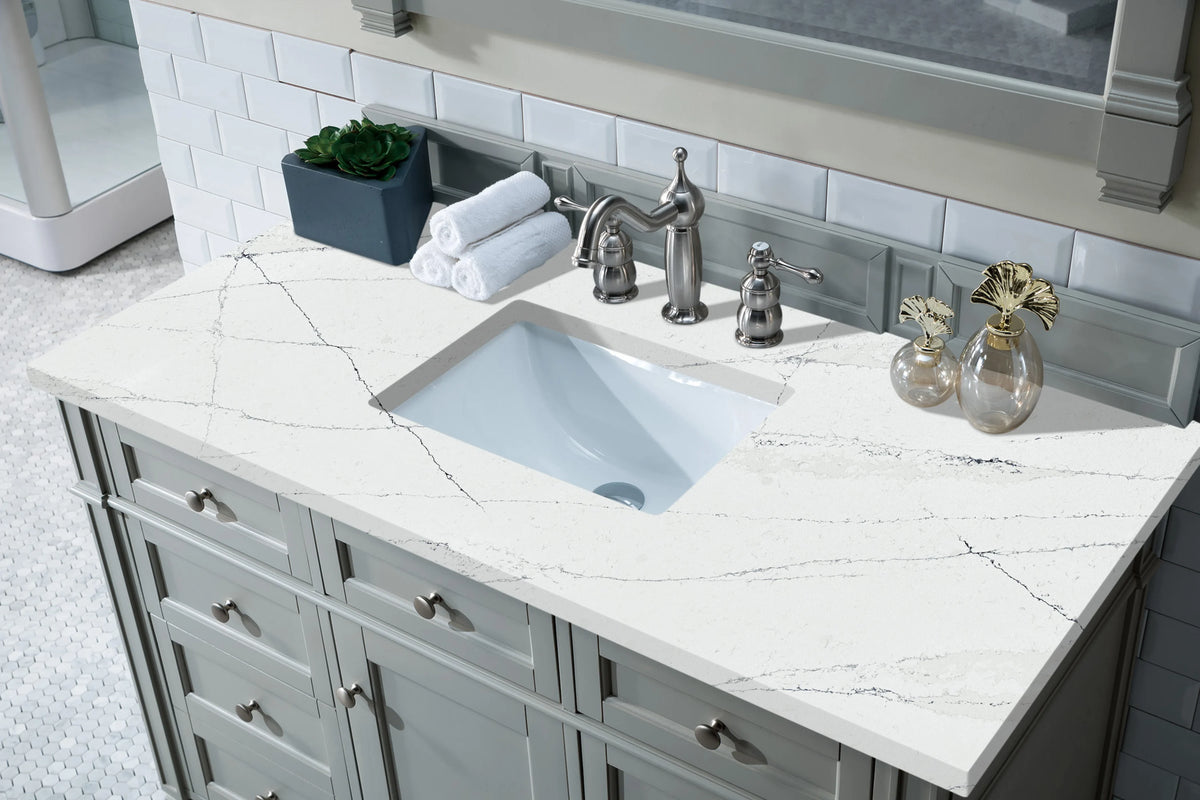 Brittany 48" Single Vanity, Urban Gray w/ 3 CM Ethereal Noctis Silestone Top w/FreePower Wireless Charger, view 8