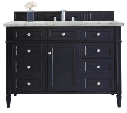 Brittany 48" Single Vanity, Victory Blue w/ 3 CM Carrara Marble Top
