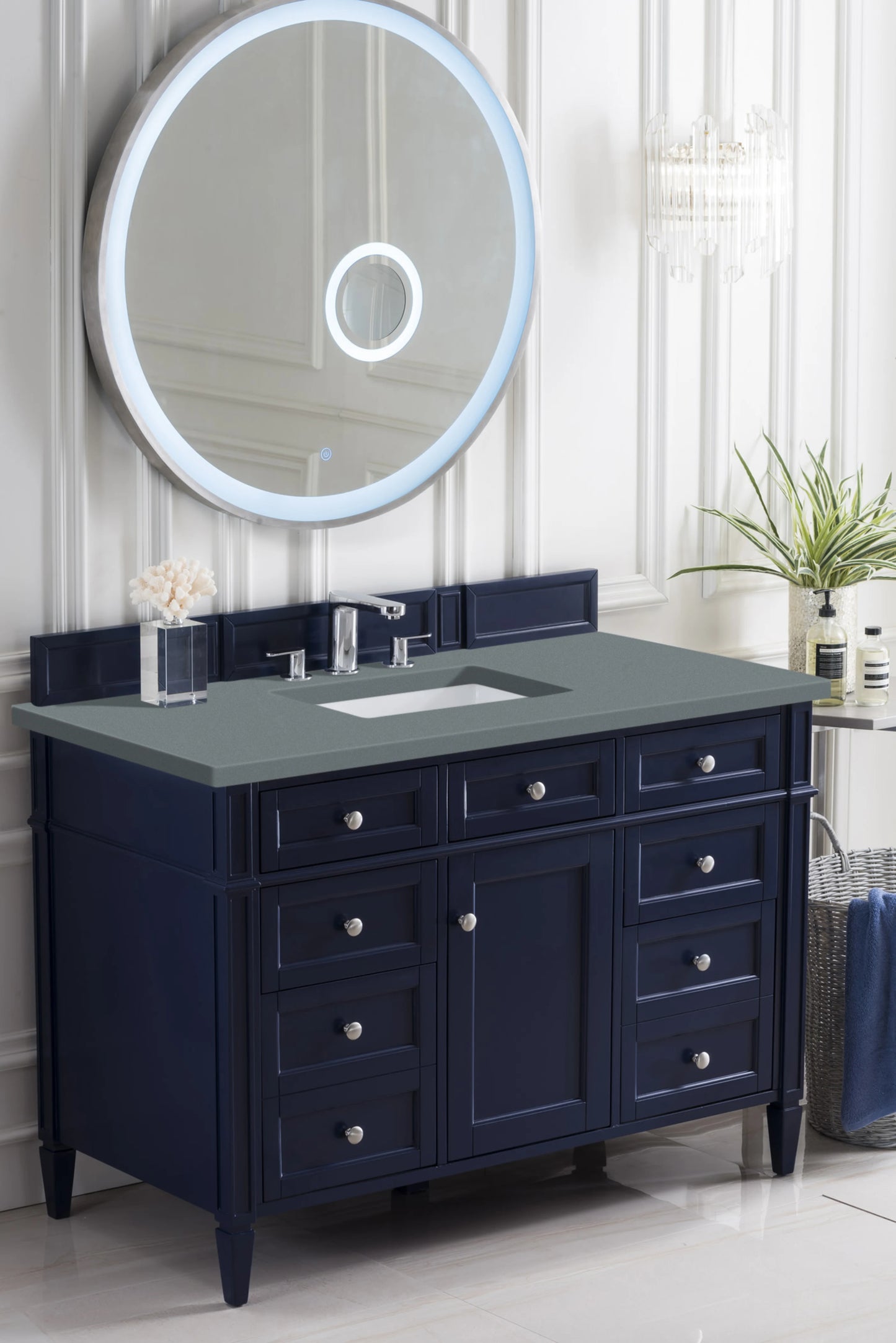 Renovate for Less Atlanta Brittany 48" Single Vanity, Victory Blue w/ 3 CM Cala Blue Silestone Top, view 4