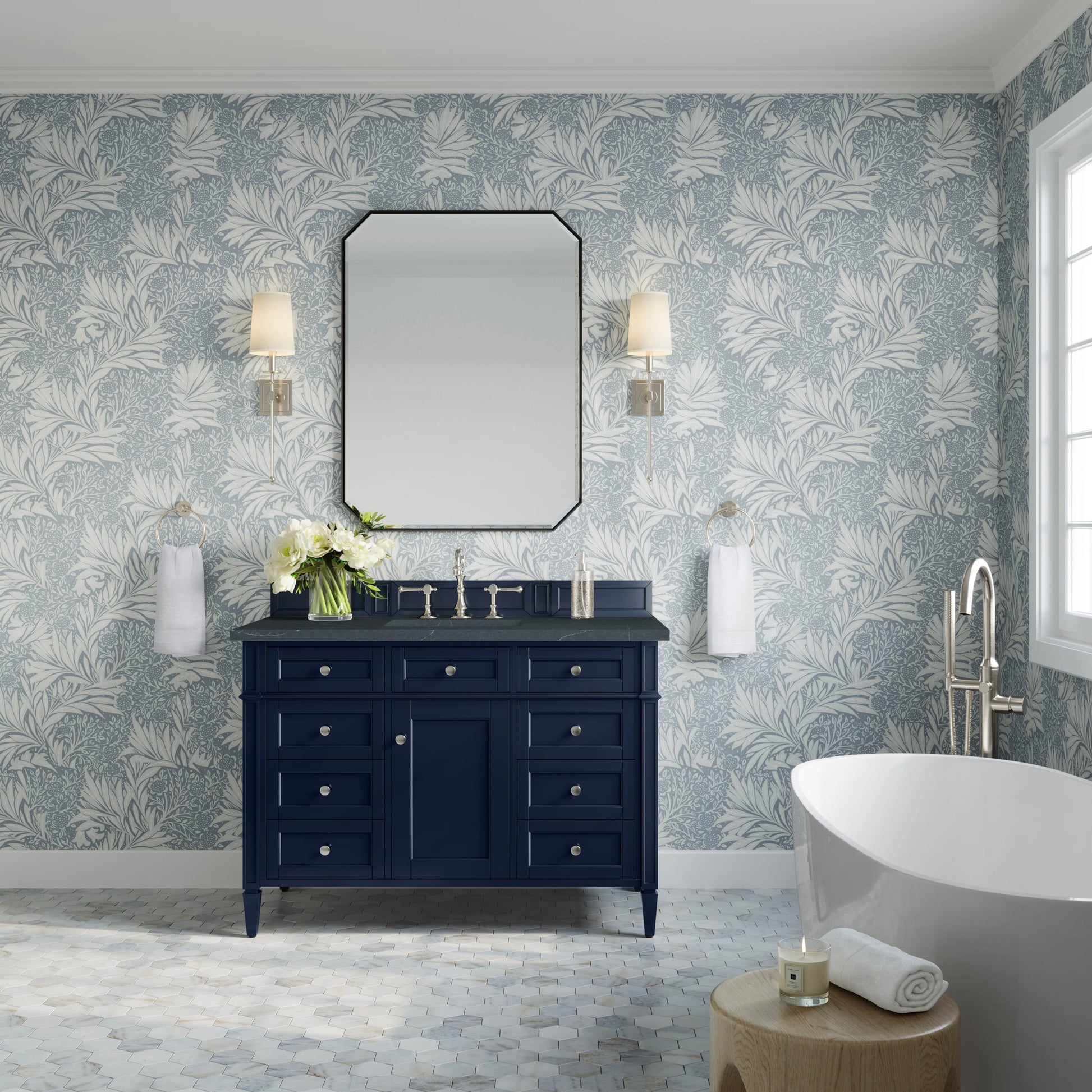 Brittany 48" Single Vanity, Victory Blue w/ 3 CM Charcoal Soapstone Silestone Top, view 3