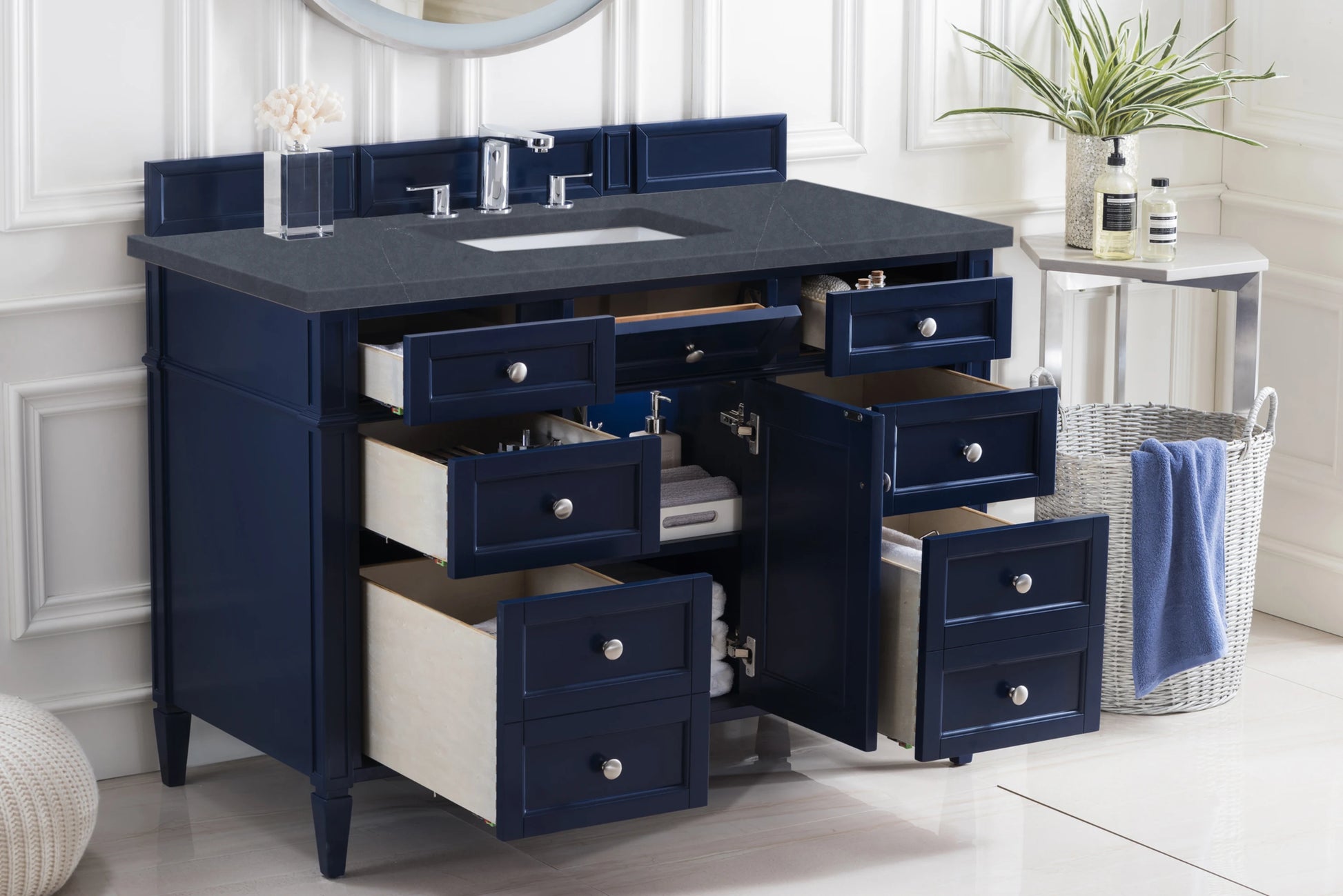 Brittany 48" Single Vanity, Victory Blue w/ 3 CM Charcoal Soapstone Silestone Top, view 5