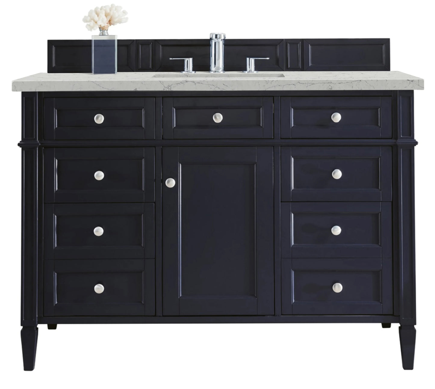 Brittany 48" Single Vanity, Victory Blue w/ 3 CM Eternal Jasmine Pearl Silestone Top