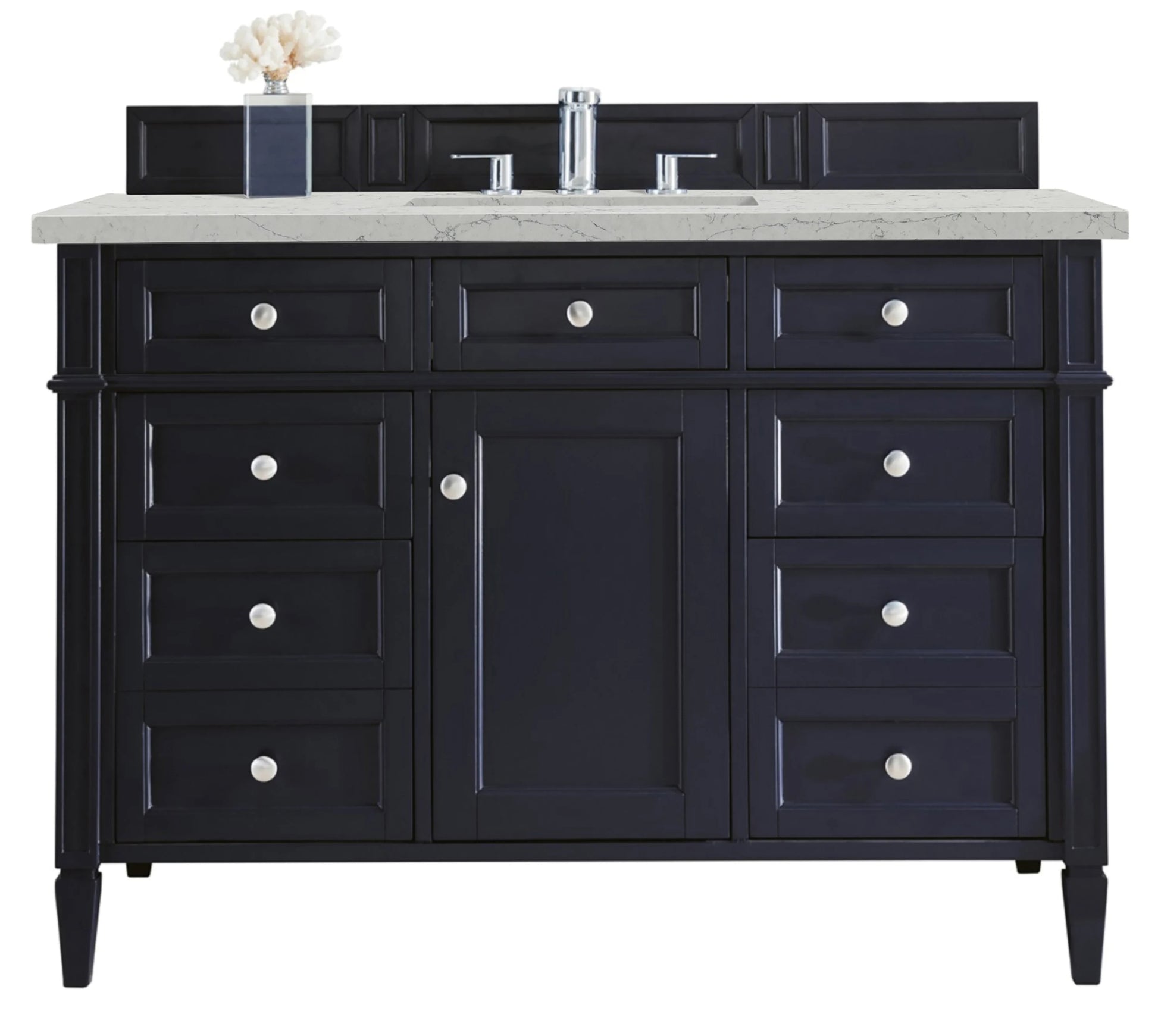 Brittany 48" Single Vanity, Victory Blue w/ 3 CM Eternal Jasmine Pearl Silestone Top