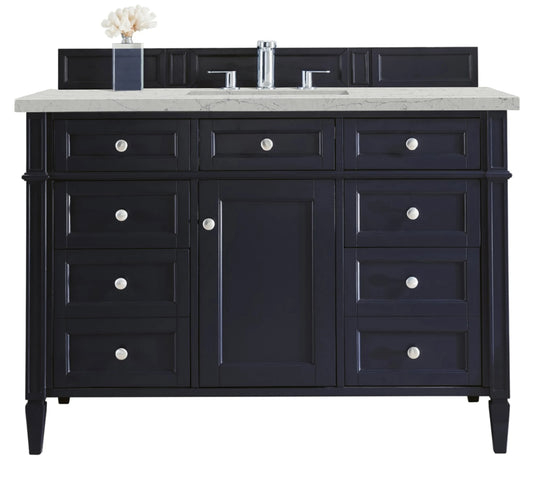 Brittany 48" Single Vanity, Victory Blue w/ 3 CM Eternal Jasmine Pearl Silestone Top