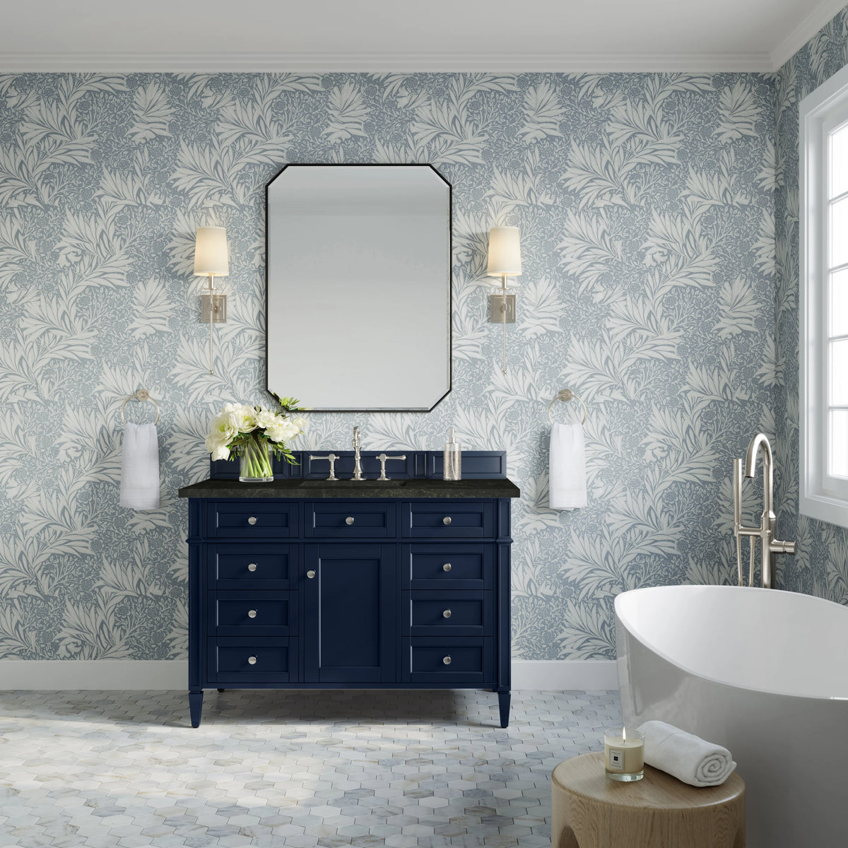 Brittany 48" Single Vanity, Victory Blue, w/ 3 CM Phantome Eclos Top, view 3
