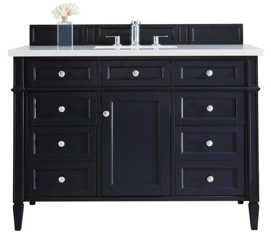 Brittany 48" Single Vanity, Victory Blue w/ 3 CM Eternal Jasmine Pearl Silestone Top w/FreePower Wireless Charger