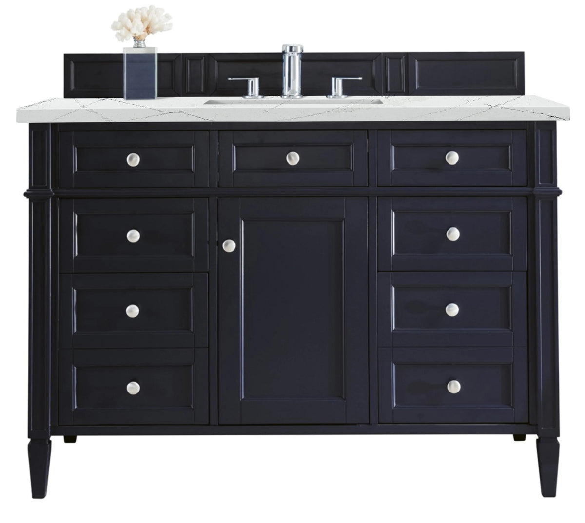 Brittany 48" Single Vanity, Victory Blue w/ 3 CM Ethereal Noctis Silestone Top w/FreePower Wireless Charger