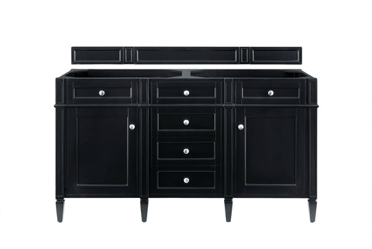 Brittany 60" Double Vanity, Black Onyx w/ 3 CM Carrara Marble Top, view 2