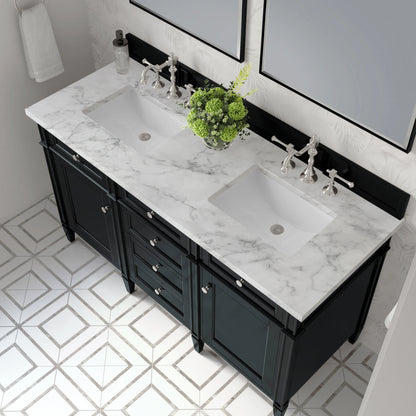 Brittany 60" Double Vanity, Black Onyx w/ 3 CM Carrara Marble Top, view 8