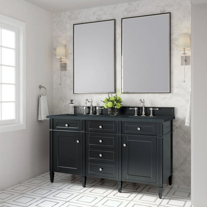 Brittany 60" Double Vanity, Black Onyx w/ 3 CM Charcoal Soapstone Silestone Top, view 4