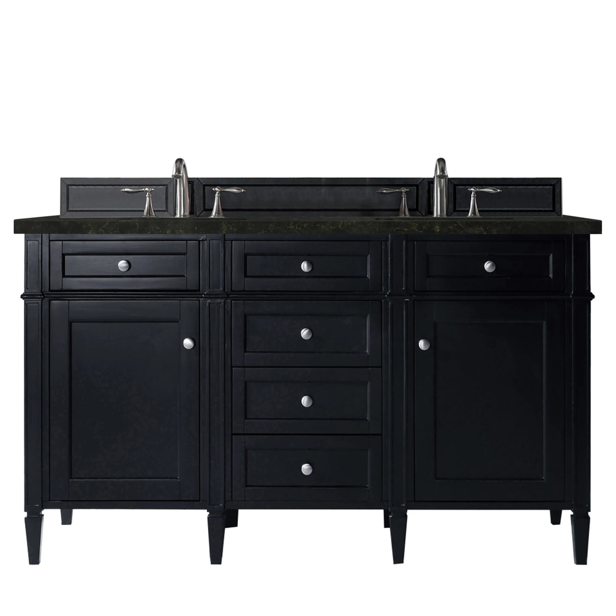 Brittany 60" Double Vanity, Black Onyx, w/ 3 CM Phantome Eclos Top