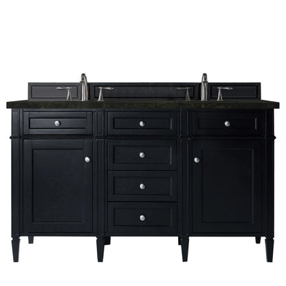 Brittany 60" Double Vanity, Black Onyx, w/ 3 CM Phantome Eclos Top