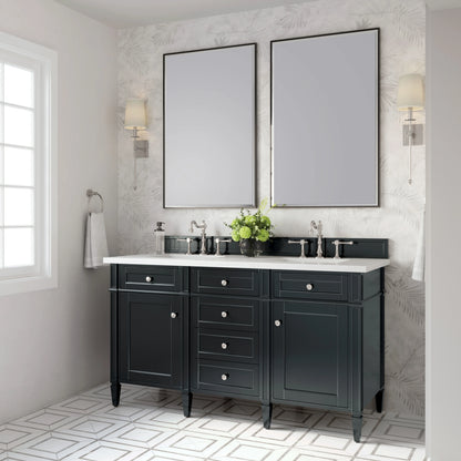 Brittany 60" Double Vanity, Black Onyx w/ 3 CM White Zeus Silestone Top, view 4