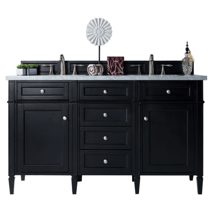 Brittany 60" Double Vanity, Black Onyx w/ 3 CM Eternal Jasmine Pearl Silestone Top w/FreePower Wireless Charger