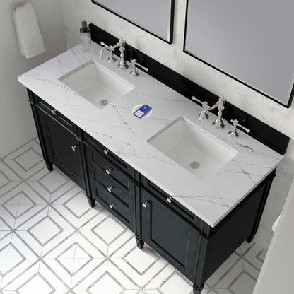 Brittany 60" Double Vanity, Black Onyx w/ 3 CM Ethereal Noctis Silestone Top w/FreePower Wireless Charger, view 10