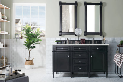 Brittany 60" Double Vanity, Black Onyx w/ 3 CM Ethereal Noctis Silestone Top w/FreePower Wireless Charger, view 6