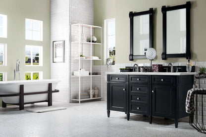 Brittany 60" Double Vanity, Black Onyx w/ 3 CM Ethereal Noctis Silestone Top w/FreePower Wireless Charger, view 7