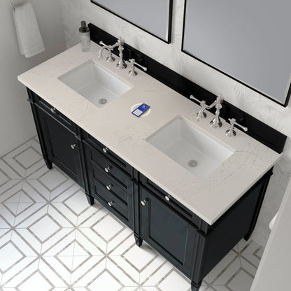 Brittany 60" Double Vanity, Black Onyx, w/ 3 CM Siberian Silestone Top w/FreePower Wireless Charger, view 8
