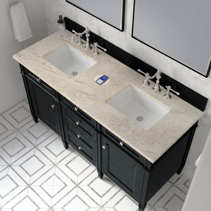 Brittany 60" Double Vanity, Black Onyx, w/ 3 CM Tajnar Eclos Top w/FreePower Wireless Charger, view 8