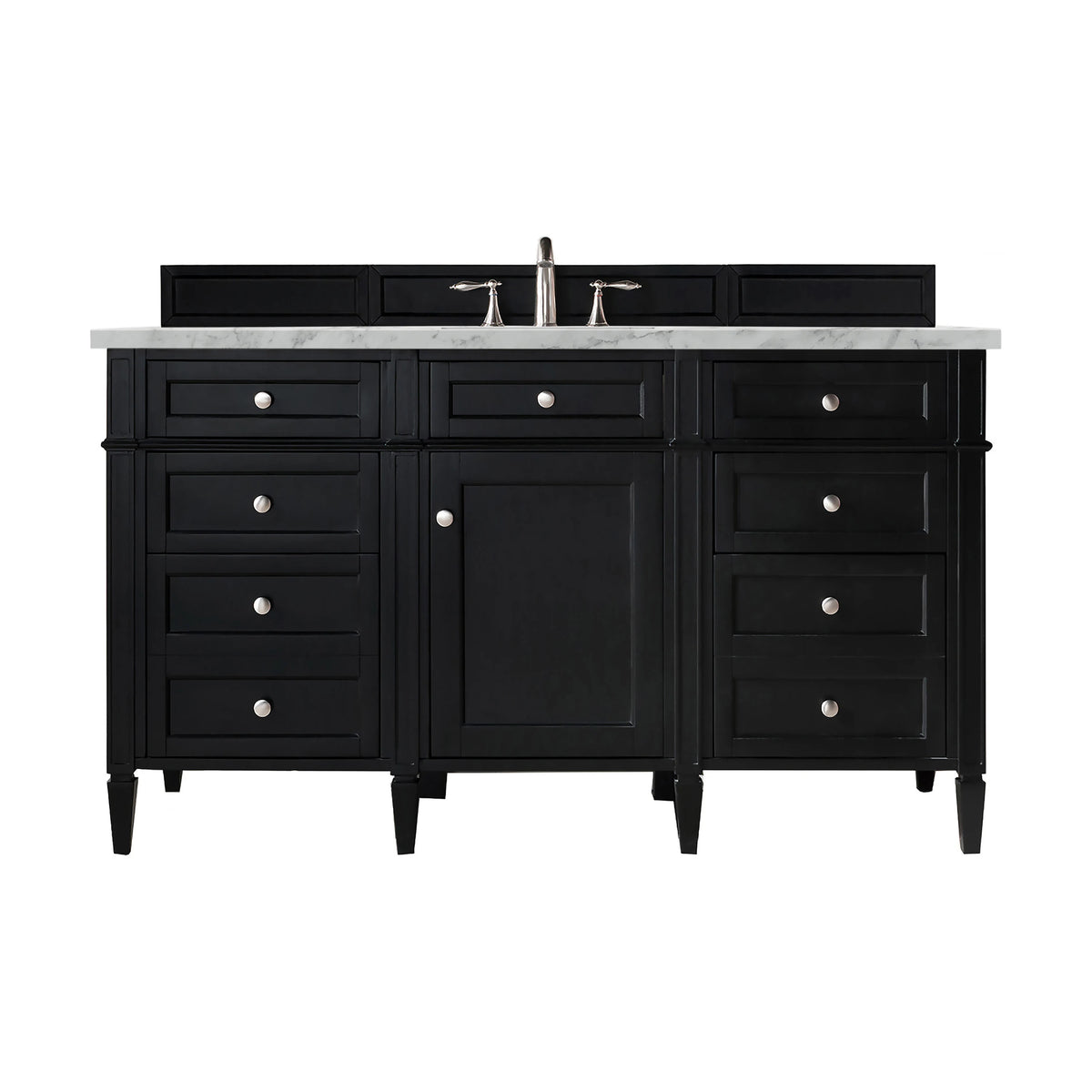 Brittany 60" Single Vanity, Black Onyx w/ 3 CM Carrara Marble Top